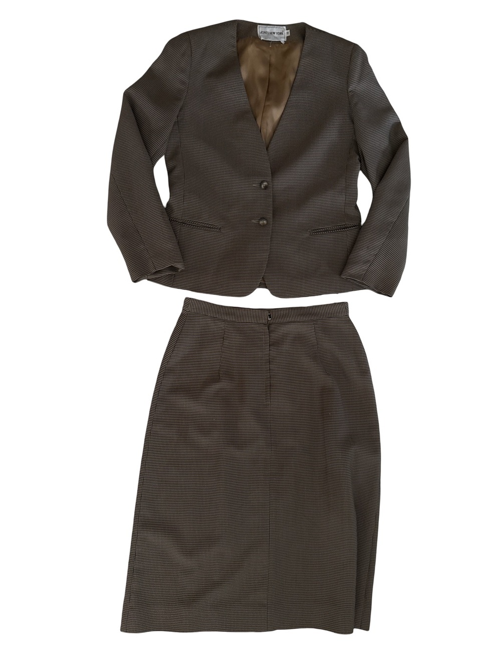 Women's Brown Two-Piece Skirt Suit Jacket & Skirt